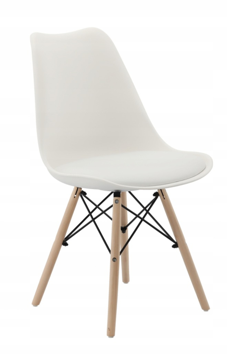 Set 4 scaune de bucatarie, design scandinav modern, sezut cu burete, alb [4]