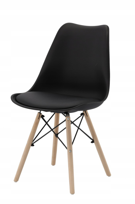 Set 4 scaune de bucatarie, design scandinav modern, sezut cu burete, negru [5]