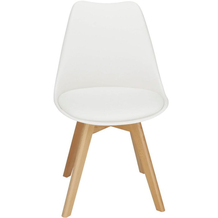 Set 4 scaune dining Verdhe pentru bucatarie cu perna tapitata cu piele ecologica, 44x82cm, alb [7]