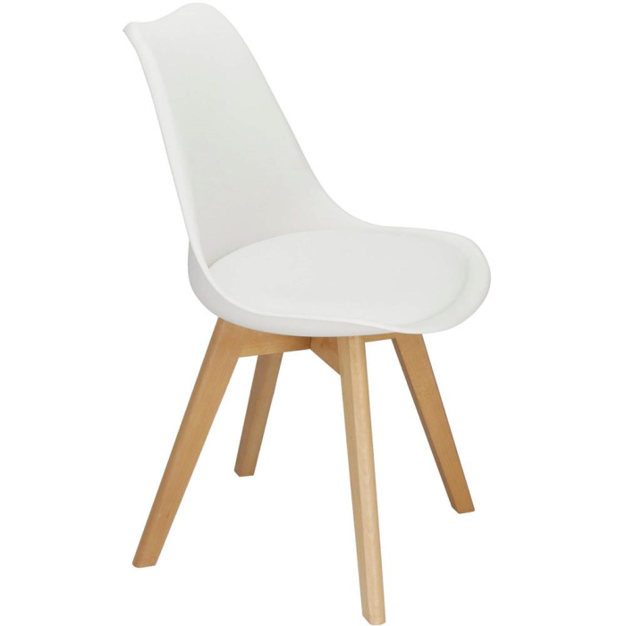 Set 4 scaune dining Verdhe pentru bucatarie cu perna tapitata cu piele ecologica, 44x82cm, alb [13]