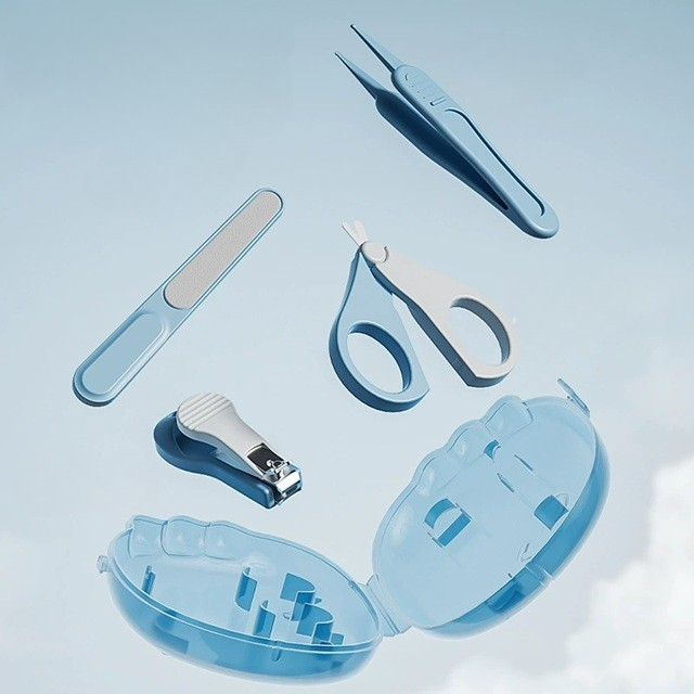 Set 4in1 de Ingrijire Unghii pentru Bebelusi, , Cutie de Depozitare Dinozaur Transparent, 0-6 Ani, 11.5 x 9 x 3 cm, Albastru [2]