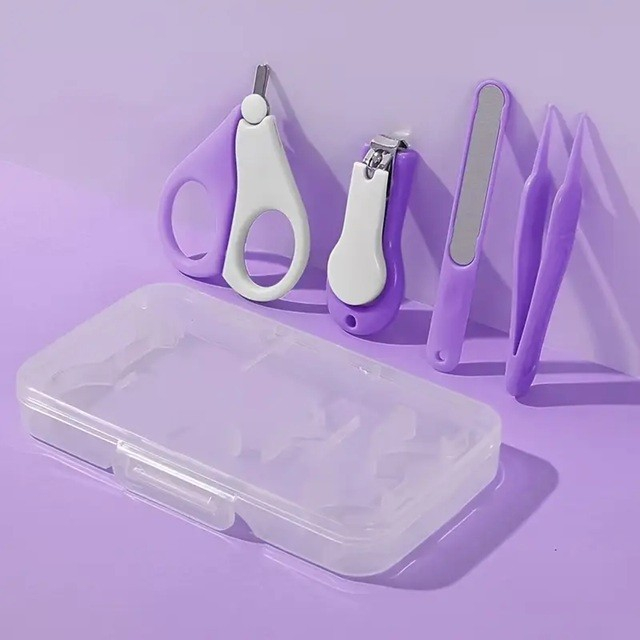 Set 4in1 de Ingrijire Unghii pentru Bebelusi, , Cutie de Depozitare Texturata, 0-6 Ani, 13.6x8x2 cm, Mov [7]