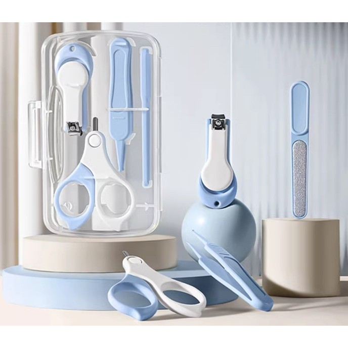 Set 4in1 de Ingrijire Unghii pentru Bebelusi, , Cutie de Depozitare Transparenta, 0-6 Ani, 13.6x8x2 cm, Albastru Deschis [3]