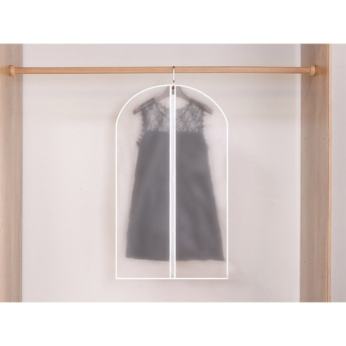 Set 5 Huse de Depozitare cu Fermoar, , pentru Haine, de Protectie, pentru Voiaj, Netesut, Rezistent la Praf, 60x100 cm, Transparent-Alb [6]