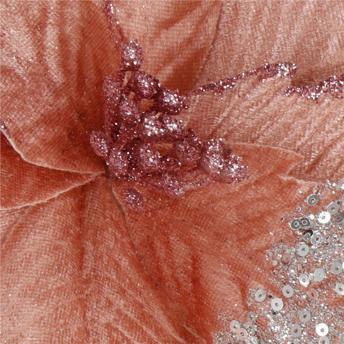 Set 5 ornamente pentru bradul de Craciun, stea Poinsettia, 26cm, roz argintiu [4]