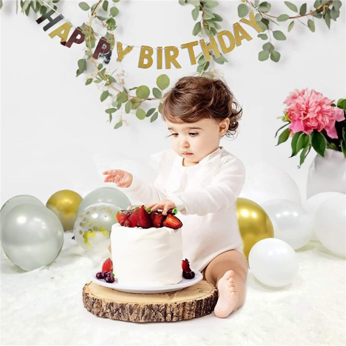 Set 50 baloane pentru petrecere, 40cm, alb, auriu, verde menta [5]