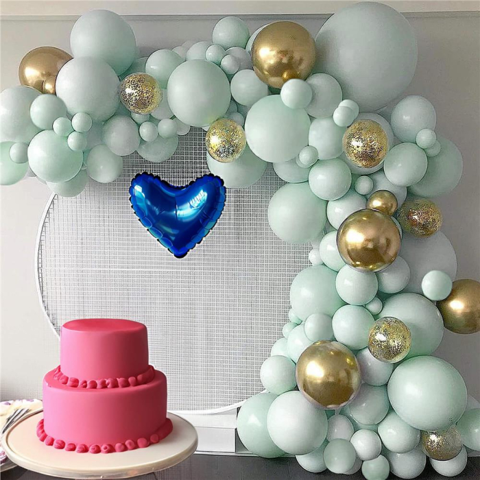 Set 50 baloane pentru petrecere, 40cm, alb, auriu, verde menta [6]