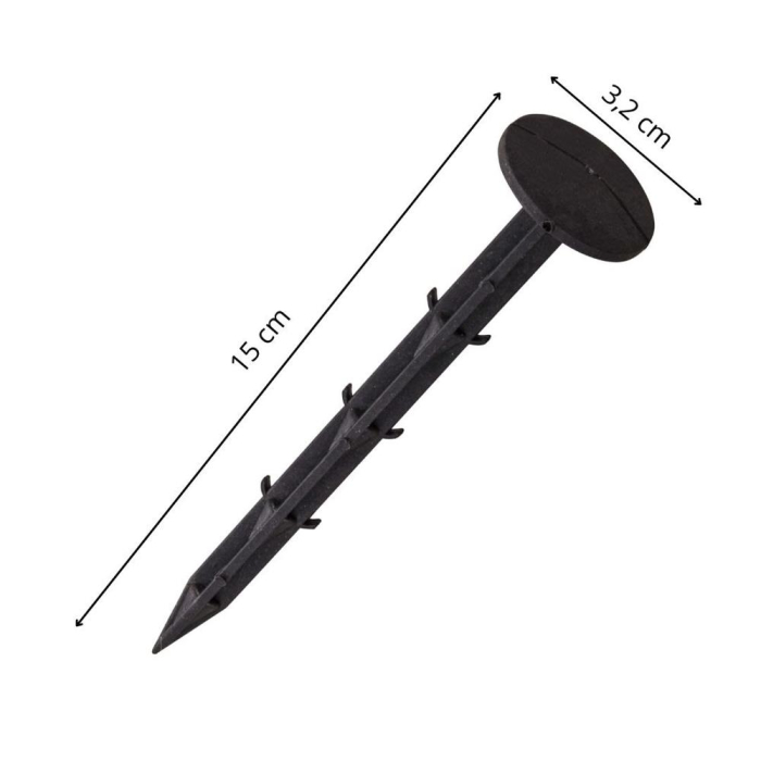 Set 50 cuie plastic fixare folii, tip ancora harpon, 150×32 mm, negru [2]