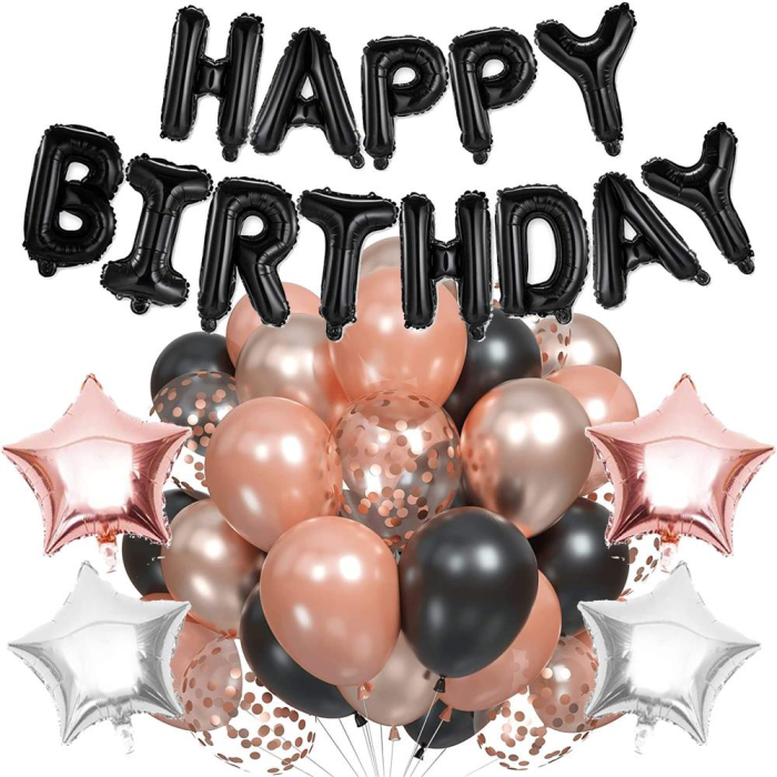Set 53 baloane si decoratiuni Aniversare Majorat 18 Ani, negru roz [6]