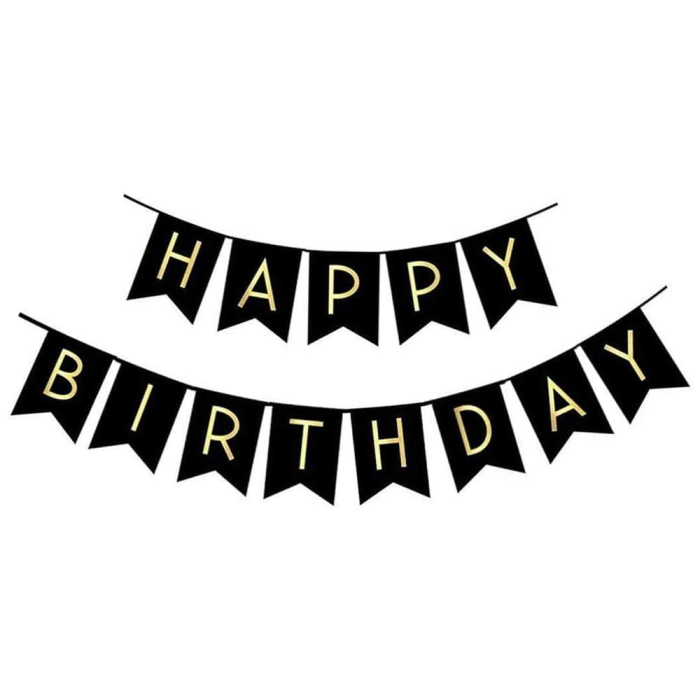 Set 53 baloane si decoratiuni, Happy Birthday, argintiu, negru, auriu [2]