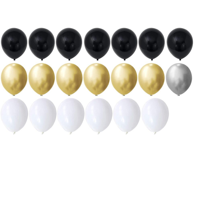 Set 53 baloane si decoratiuni, Happy Birthday, argintiu, negru, auriu [3]