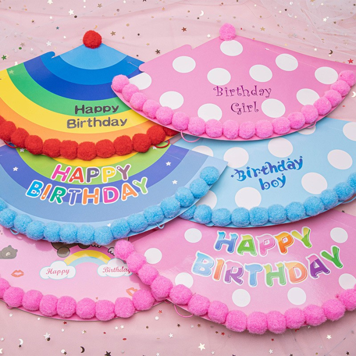 Set 6 Coifuri Birthday Boy, , pentru Petrecere, Tematica Aniversare, Model cu Buline, Albastru [4]