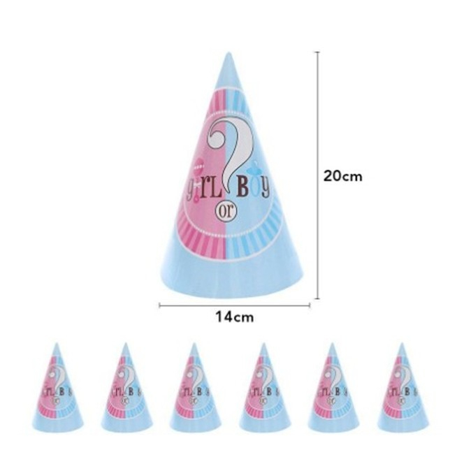 Set 6 Coifuri Gender Reveal, , Girl or Boy, din Carton, 20 x 14 cm, Roz/Albastru [2]