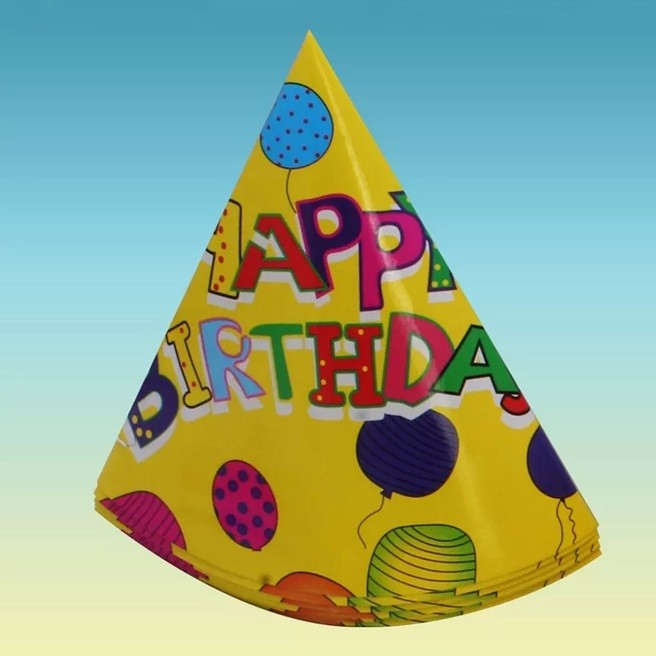 Set 6 Coifuri, , Petrecere Copii, din Carton, 20 x 13.5 cm, Model 3 Happy Birthday, Multicolor [2]
