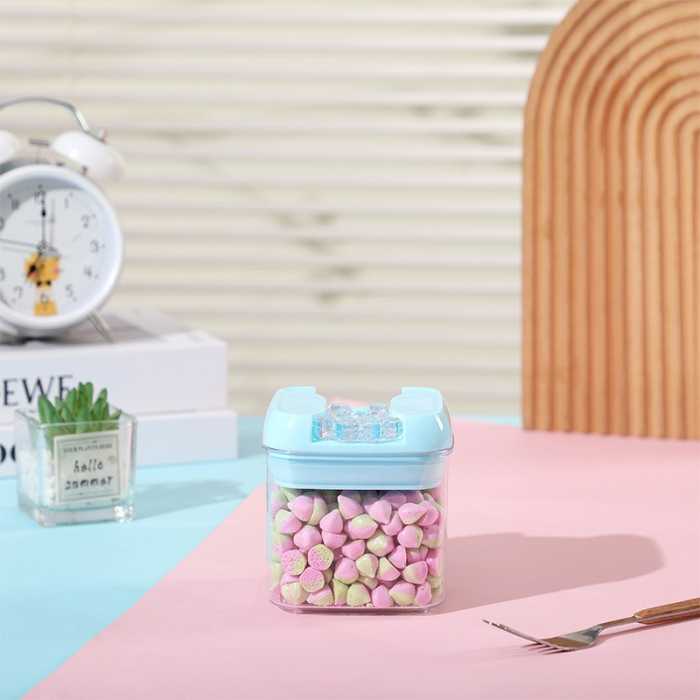 Set 6 Cutii de Depozitare Alimente, , 2 x 500ml, 2 x 800ml, 2 x 1200ml, Capac Albastru, din PP+PET, Inchidere Ermetica, Transparent [6]