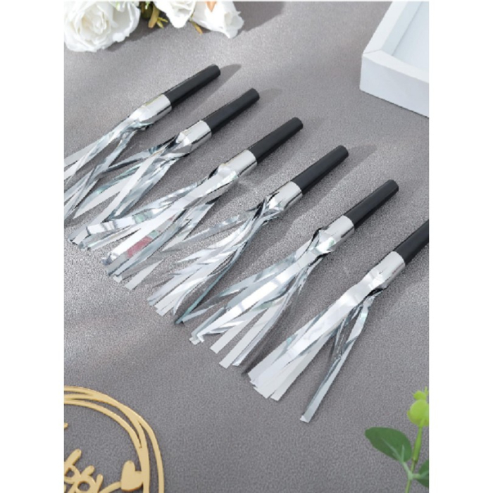 Set 6 Fluiere Party cu Franjuri, , din Plastic, Argintiu [4]