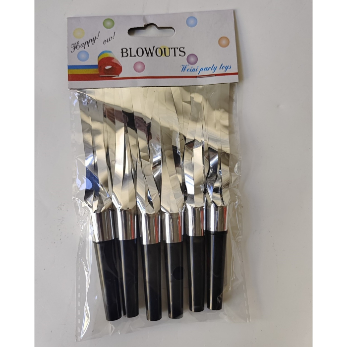 Set 6 Fluiere Party cu Franjuri, , din Plastic, Argintiu [2]
