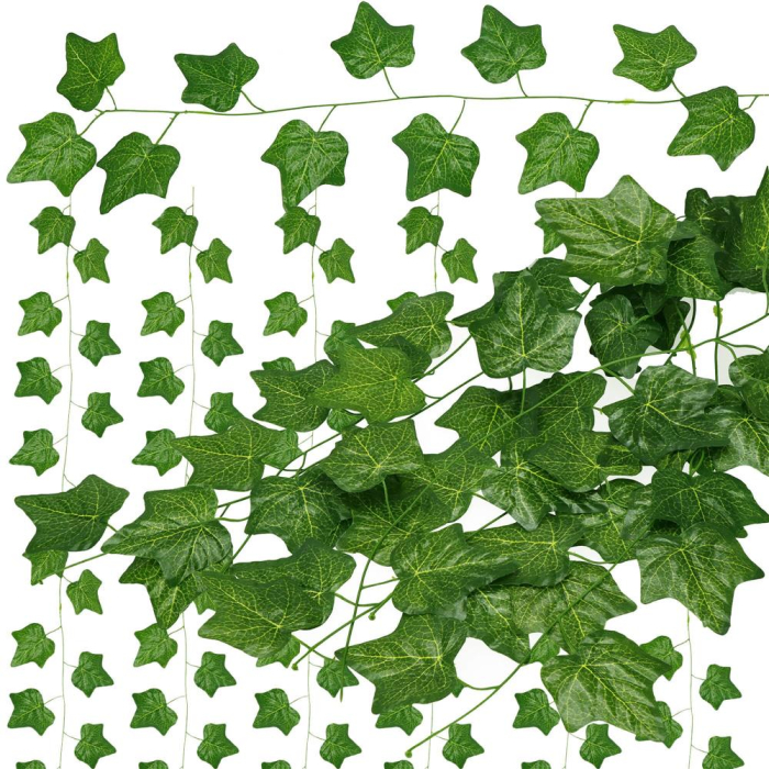 Set 6 ghirlande iedera artificiala pentru decorare, 6x208cm, frunze mici, verde [10]