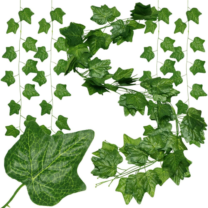 Set 6 ghirlande iedera artificiala pentru decorare, 6x208cm, frunze mici, verde [16]