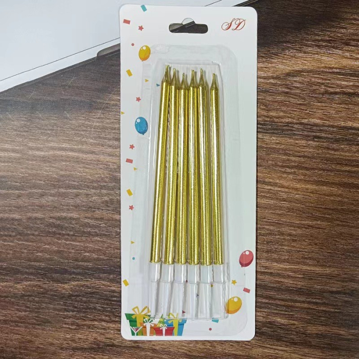 Set 6 Lumanari de Tort, , din Parafina, 11 x 0.4 cm, Lucioase, Auriu [2]