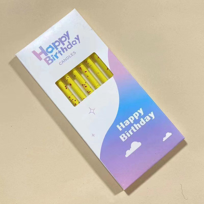 Set 6 Lumanari Lungi, , din Parafina, 10 x 0.5 cm, Happy Birthday, Galben [2]