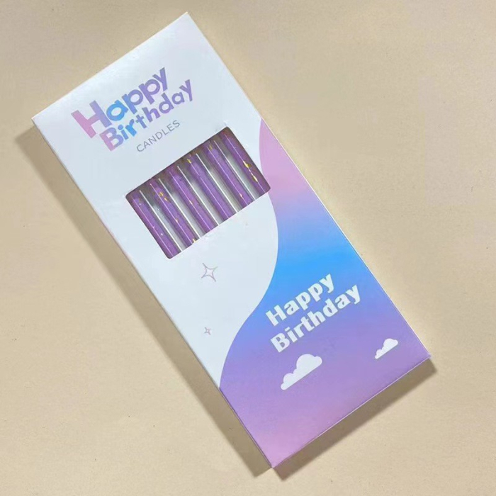 Set 6 Lumanari Lungi, , din Parafina, 10 x 0.5 cm, Happy Birthday, Mov [2]