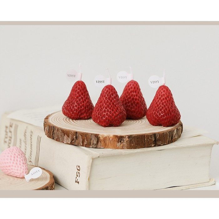 Set 6 Lumanari Parfumate, , Model Capsunici, Ardere 30 min, 78g, 6.3 x 9.3 x 3.8 cm, Rosu [5]