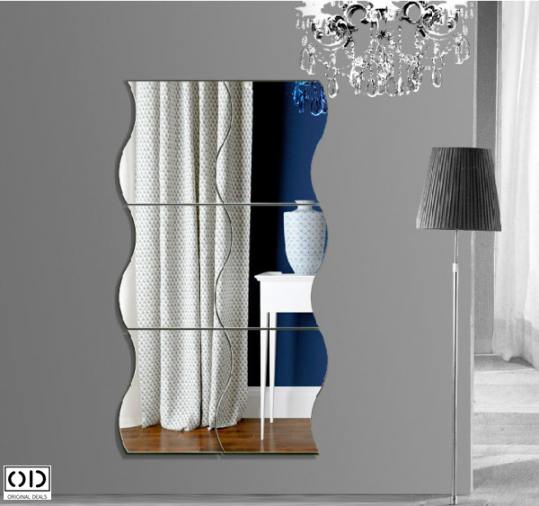 Set 6 Oglinzi Valuri Sticker Autoadeziv Decorativ pentru Baie Living si Bucatarie - Model Deosebit Premium 19 x 17cm [3]