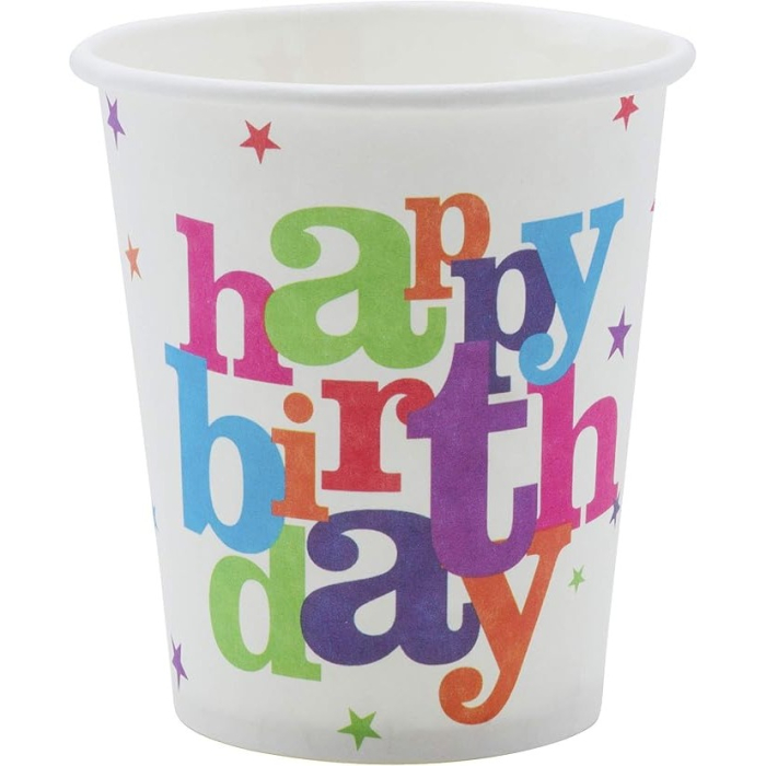 Set 6 Pahare de Carton, , Colectia Happy Birthday, 7 x 5 x 8.5 cm, 230 ml, Multicolor [3]