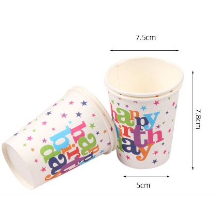 Set 6 Pahare, , Imprimeu Happy Birthday, din Carton, 7.5 x 7.8 cm, Multicolor [5]
