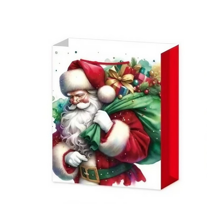 Set 6 Pungi Cadou, , Imprimeu Tematica Mos Craciun, Ursuleti, Brazi, Model Random, din Hartie, Impachetare Usoara a Cadourilor, 18.5x22.5x8.5 cm, Multicolor [7]