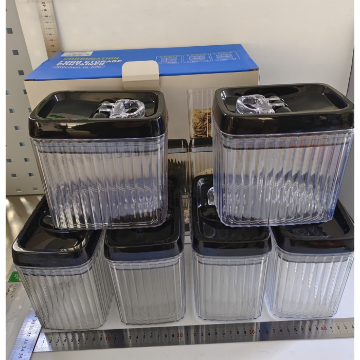 Set 6 Recipiente din Plastic, , pentru Alimente/Obiecte, Inchidere Ermetica, Textura Ondulata, 6 x 1.5l, Transparent [11]