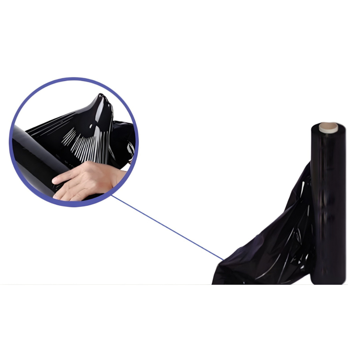 Set 6 Role Folie Stretch Neagra pentru Uz Manual, 1.5kg/Rola, Tub 300 g, Silentioasa si Rezistenta [5]