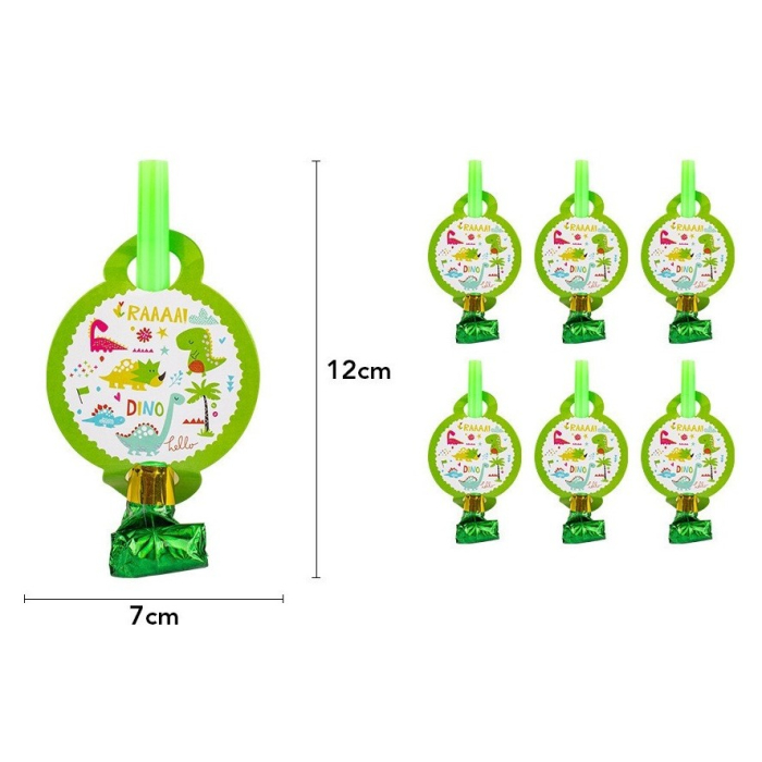 Set 6 Suflatori, , Colectia Dino Park, 12 x 7 cm, din Carton/Plastic/Hartie, Multicolor [3]