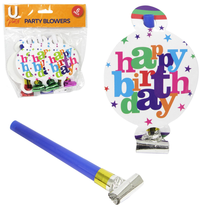 Set 6 Suflatori, , Colectia Happy Birthday, 19 x 11 cm, din Carton/Plastic/Hartie, Multicolor [2]