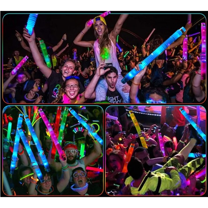 Set 6 Tuburi Antistres, , cu Lumina LED, Fidget Pop Tube, multicolor [5]