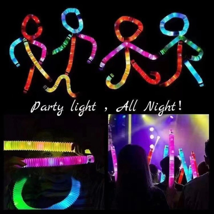 Set 6 Tuburi Antistres, , cu Lumina LED, Fidget Pop Tube, multicolor [2]