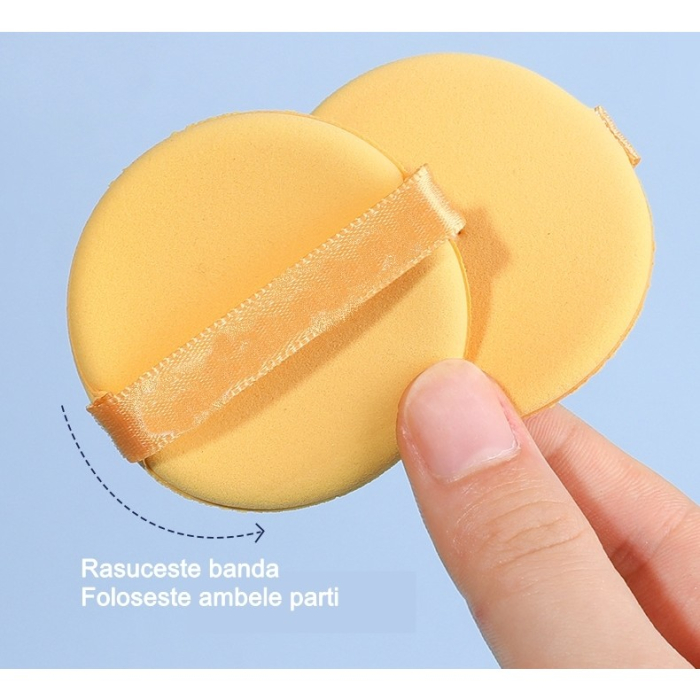 Set 7 Bureti de Machiaj , Reutilizabili, Utilizare Umeda sau Uscata, Powder Puff, 5.5 x 5.5 x 0.9 cm, Multicolor [9]