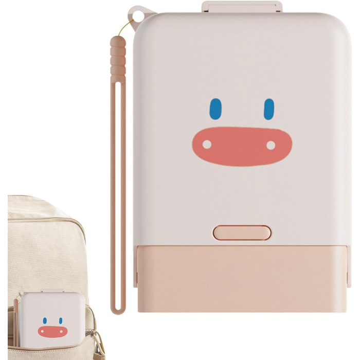 Set 7 Piese de Spalat/Uscat Biberoane, , Portabil, Peri de Silicon, pentru Tetine, Suzete, Biberoane, Paie, Cutie Inclusa, 16.8 x 12 x 5 cm, Model Porcusor, Roz [2]