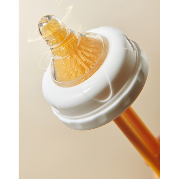 Set 7 Piese de Spalat/Uscat Biberoane, , Portabil, Peri de Silicon, pentru Tetine, Suzete, Biberoane, Paie, Cutie Inclusa, 16 x 11 x 5 cm, Model Ursulet, Galben [4]