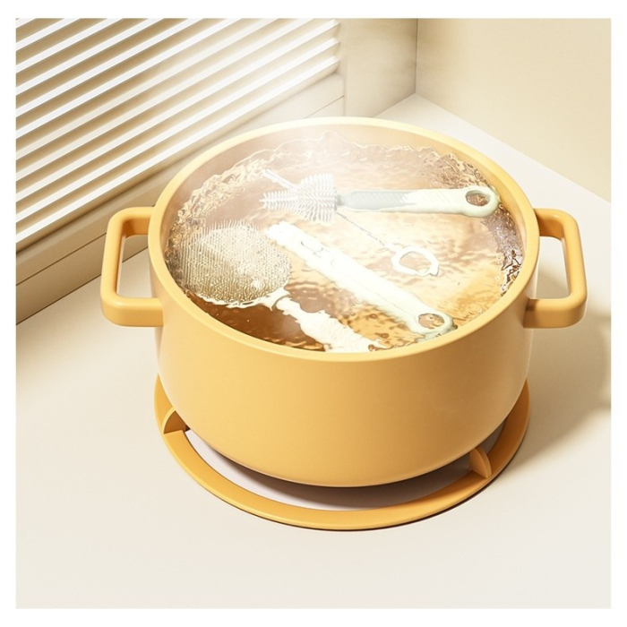 Set 7 Piese de Spalat/Uscat Biberoane, , Portabil, Peri de Silicon, pentru Tetine, Suzete, Biberoane, Paie, Cutie Inclusa, 20 x 9.5 cm, Portocaliu [3]