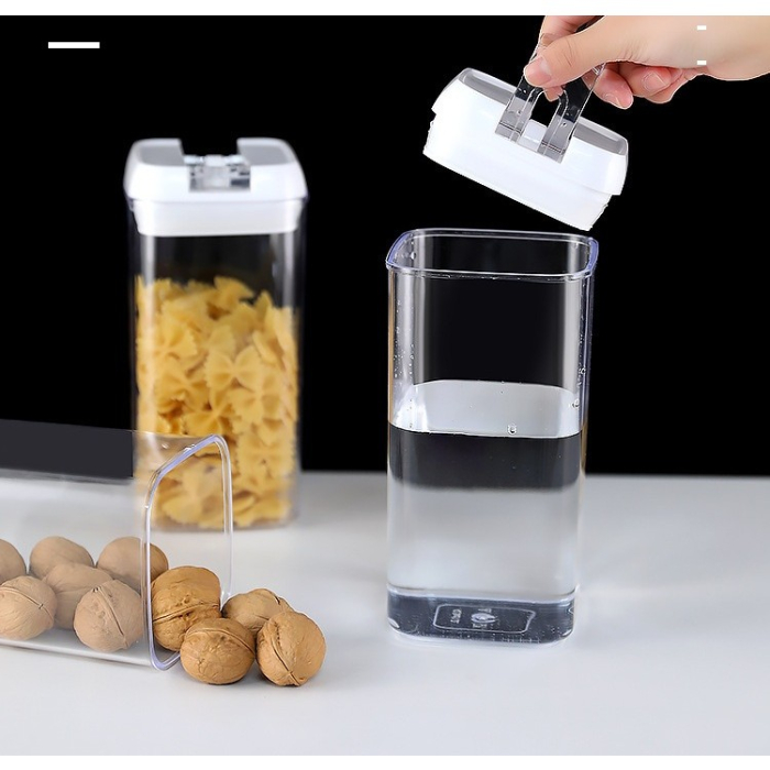 Set 7 Recipiente din Plastic, , pentru Alimente/Obiecte, Inchidere Ermetica, 2 x 0.5l, 2 x 0.8l, 2 x 1.2l, 1 x 1.9 l, Capac Alb, Transparent [4]