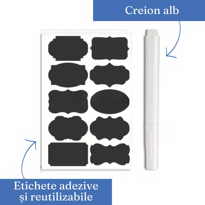 Set 7 Recipiente Organizare Alimente, , Inchidere Etansa, Etichete Reutilizabile, Cupe Masurare, 4 Dimensiuni Diferite, din Plastic Dur, Transparent [4]