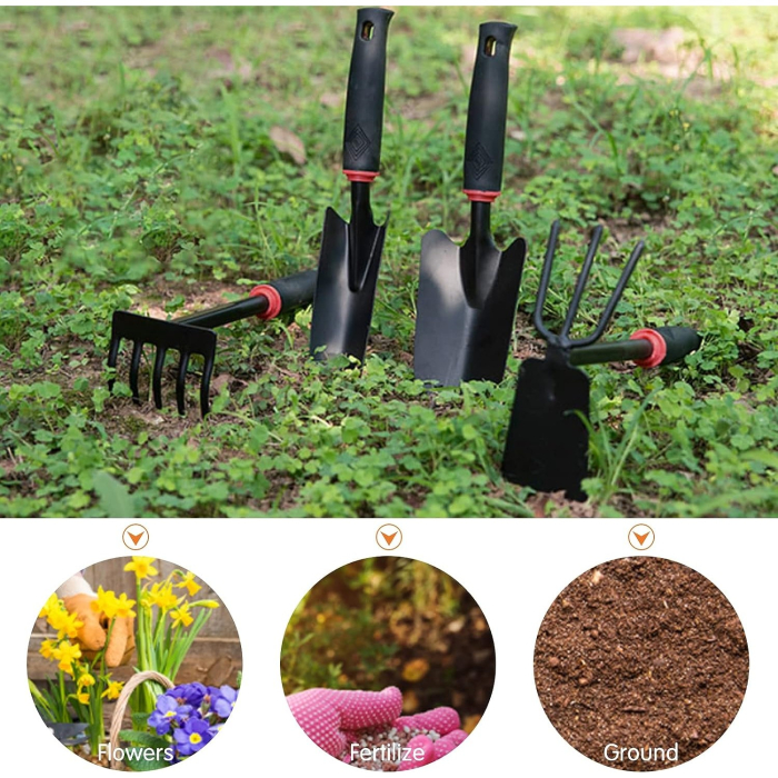 Set 7 Unelte de Gradina , pentru Plantare Prelucrare Sol si Ingrijire Plante, Material PVC si cardboard, 31.5 x 8 cm, negru [7]