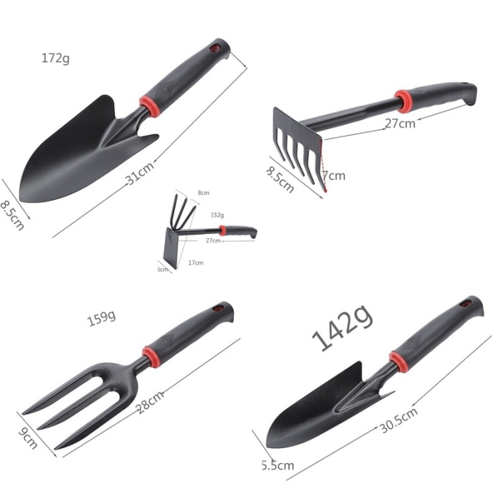 Set 7 Unelte de Gradina , pentru Plantare Prelucrare Sol si Ingrijire Plante, Material PVC si cardboard, 31.5 x 8 cm, negru [2]