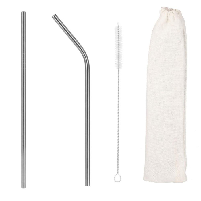 Set 8 paie metalice argintiu, reutilizabile, cu husa depozitare si perii curatat, 215x6 mm [29]