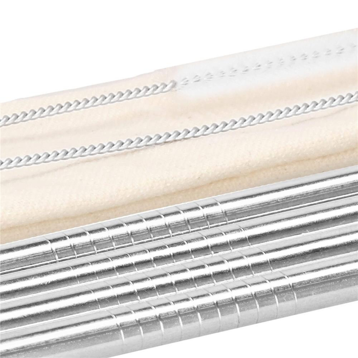 Set 8 paie metalice argintiu, reutilizabile, cu husa depozitare si perii curatat, 215x6 mm [25]