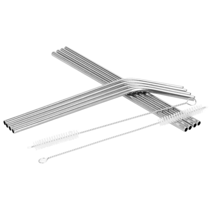 Set 8 paie metalice argintiu, reutilizabile, cu husa depozitare si perii curatat, 215x6 mm [16]