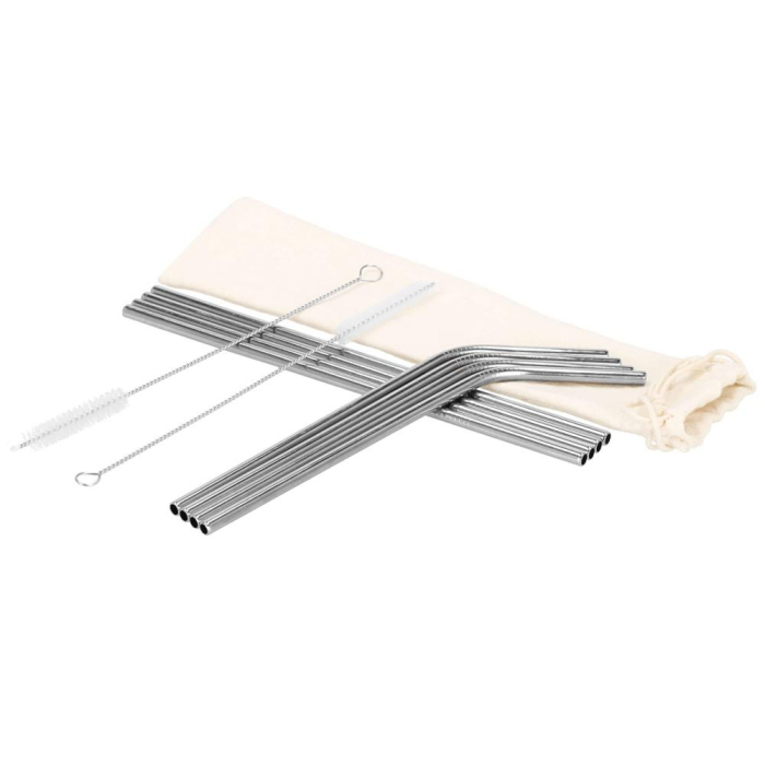 Set 8 paie metalice argintiu, reutilizabile, cu husa depozitare si perii curatat, 215x6 mm [17]