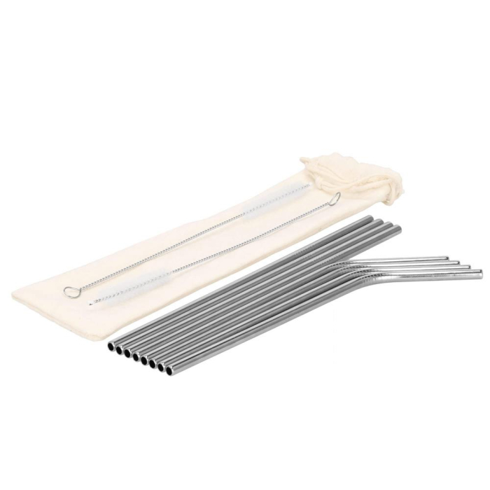 Set 8 paie metalice argintiu, reutilizabile, cu husa depozitare si perii curatat, 215x6 mm [27]